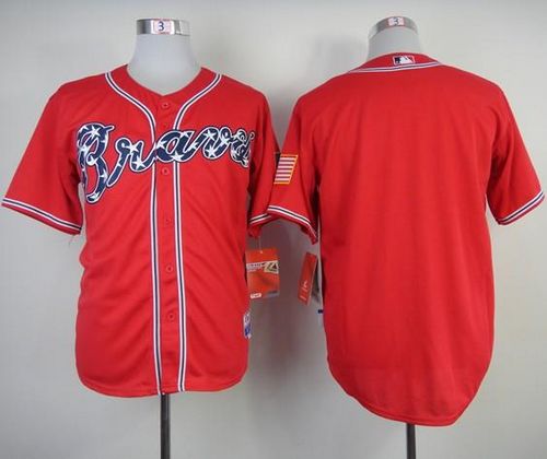 Braves Blank Red Cool Base Stitched MLB Jersey - Click Image to Close
